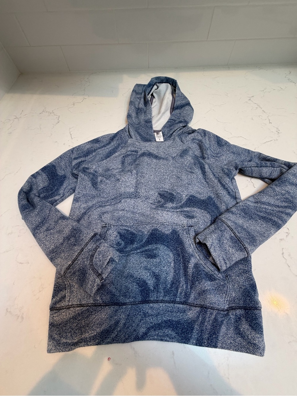 Athleta Girl Heathered Navy Blue Hooded Pullover